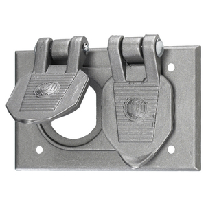 Wallplates and Boxes, Weatherproof Covers, 1-Gang, 1) Duplex Opening, Standard Size, Cast Aluminum, Box Mount