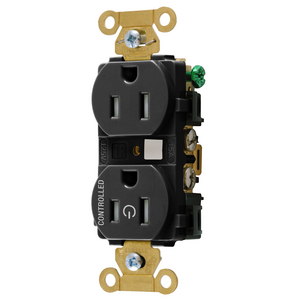 Straight Blade Devices, Extra Heavy Duty Standard Duplex Receptacles for Controlled Applications, Split Circuit, 15A, 125V, 2 Pole, 3 Wire Grounding