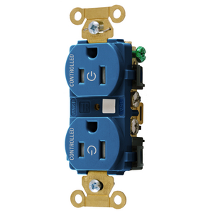 Straight Blade Devices, Extra Heavy Duty Standard Duplex Receptacles for Controlled Applications, Fully Controlled, 15A, 125V,