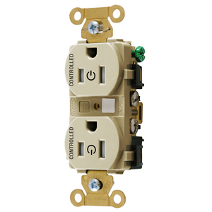 Straight Blade Devices, Extra Heavy Duty Standard Duplex Receptacles for Controlled Applications, Fully Controlled, 15A, 125V,