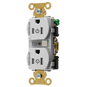 Straight Blade Devices, Extra Heavy Duty Standard Duplex Receptacles for Controlled Applications, Fully Controlled, 15A, 125V,