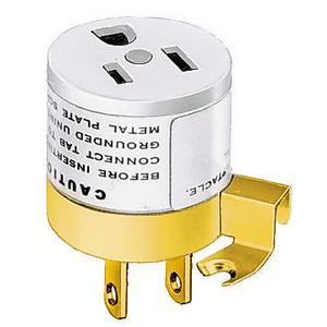 Locking Devices, Twist-Lock®, Accessories, Adapters, 15A 125V, 3-Wire Plug in 2-Wire Receptacle, 2-15-5-15R, White