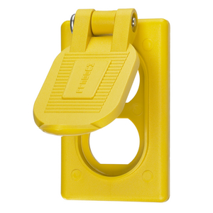 Wallplates and Boxes, Weatherproof Covers, 1-Gang, 1) Duplex Opening, Standard Size, Yellow Polycarbonate, Device Mount