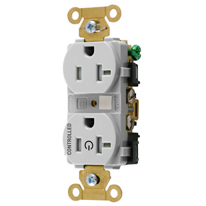 Straight Blade Devices, Extra Heavy Duty Standard Duplex Receptacles for Controlled Applications, Split Circuit, 20A, 125V, 2 Pole, 3 Wire Grounding