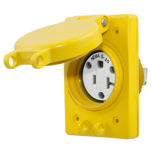 Straight Blade Devices, Watertight Series, Receptacle, 20A 125V, 2-Pole 3-Wire Grounding, 5-20R, Yellow