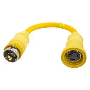 35 Length 10 AWG 30 Amps Hubbell Wiring Systems HBL61CM05LED Ship-to-Shore Vinyl Jacketed Cable Set with High Intensity LED Power-On Indicator Yellow 