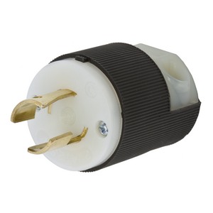 Locking Devices, Twist-Lock®, Industrial, Male Plug, 20A 250V, 2-Pole 2-Wire Non-Grounding, L2-20P, Screw Terminal, Black and White
