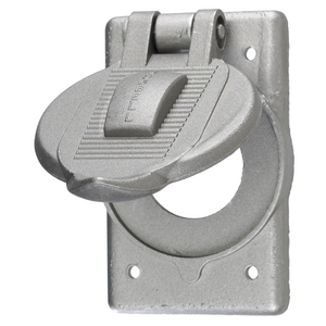 Wallplates and Boxes, Weatherproof Covers, 1-Gang, 1) 1.40" to 1.60" Opening, Standard Size, Aluminum