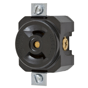 Locking Devices, Twist-Lock®, Industrial, Panel Mount Receptacle, 15A 125V, 2-Pole 2-Wire Non Grounding, L1-15R, 1 and 15/16" Mounting Dimension