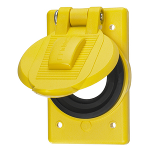 Wallplates and Boxes, Weatherproof Covers, 1-Gang, 1) 1.70" Opening, Standard Size, Yellow Polycarbonate