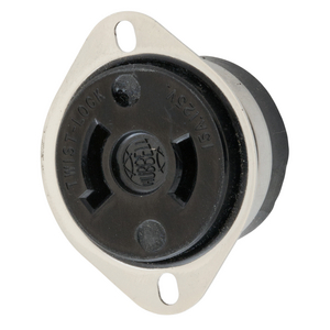 Locking Devices, Twist-Lock®, Industrial, Flanged Receptacle, 15A 2-Pole 2-Wire Non Grounding, L1-15R, Screw Terminal, White