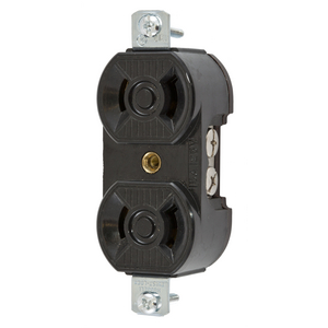 Locking Devices, Twist-Lock®, Industrial, Duplex Receptacle, 15A 125V, 2-Pole 2-Wire Non Grounding, L1-15R, Screw Terminal, Black