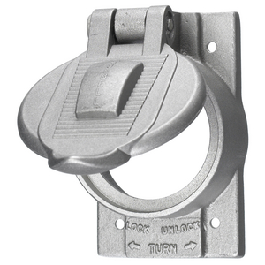Wallplates and Boxes, Weatherproof Covers, 1-Gang, 1) 50A Twist-Lock® Opening, Standard Size, Cast Aluminum