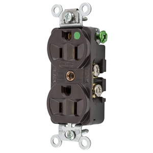 Straight Blade Devices, Receptacles, Duplex, Compact Hospital Grade, 2-Pole 3-Wire Grounding, 15A 125V, 5- 15R, Brown, Single Pack