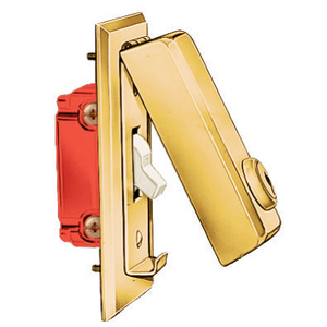 Wallplates and Boxes, Locking Covers, 1- Gang, 1) Toggle Opening, Mounts on Top of Wallplate, Brushed Brass, All Locks Master Keyed