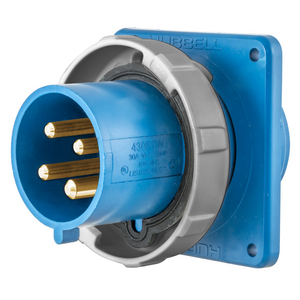Heavy Duty Products, IEC Pin and Sleeve, Inlet, Switched, 60/63A 125/250V, 3-Pole 4-Wire Grounding, NEMA 4X/IP69K