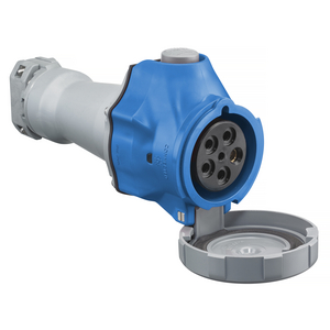 Heavy Duty Products, IEC Pin and Sleeve, Connector, Switched, 60/63A 120/208V AC, 4-Pole 5-Wire Grounding, NEMA4X/IP69K
