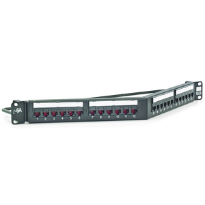 Patch Panel, Cat6A, 24-Port, UniversalWiring, Angled
