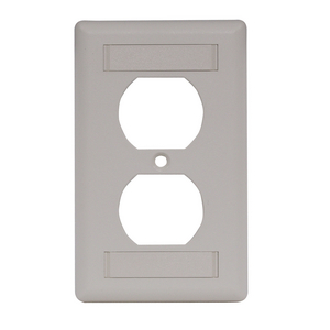 Wallplate, IFP Duplex Cover Plate with Label Fields, Single-Gang, Light Almond/Office White