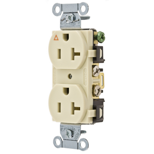 Straight Blade Devices, Receptacles, Duplex, Isolated Ground, Commercial Grade, 2-Pole 3-Wire Grounding, 20A 125V, 5-20R, Back and Side Wired