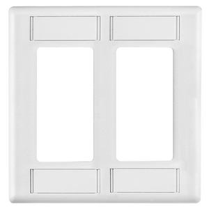 Wall Plate, 2 Gang, 2 Decorator/Style Line, with Labels, White