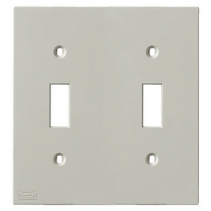 Device Plates and Accessories, Faceplate, KP Series, 2 Gang, 2 Toggle Openings, Office White
