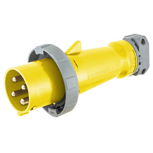 Heavy Duty Products, IEC Pin and Sleeve Devices, Marine Grade, Male, Plug, 100A 125/250V, 3-Pole 4-Wire Grounding, Terminal Screws, Yellow