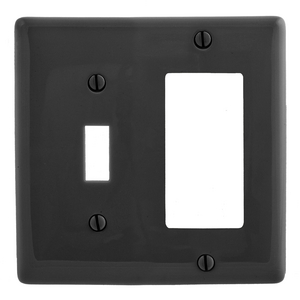 Wallplates and Box Covers, Wallplate, Nylon, 2-Gang, 1) Toggle 1) Decorator, Black