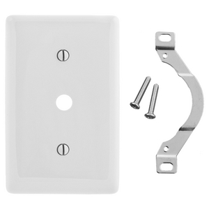 Wallplates and Box Covers, Wallplate, Nylon, 1-Gang, .406" Opening, Strap Mount, Light Almond