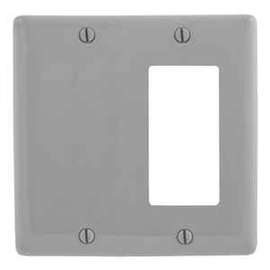 Wallplates and Box Covers, Wallplate, Nylon, 2-Gang, 1) Decorator 1) Blank, Gray