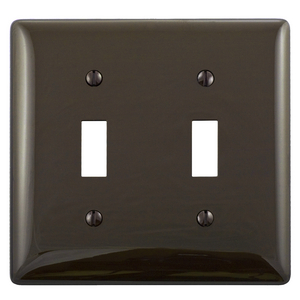 Wallplates and Box Covers, Wallplate, Nylon, 2-Gang, 2) Toggle, Brown