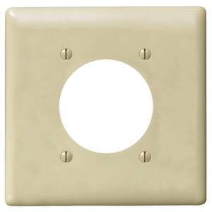 Wallplates and Box Covers, Wallplate, Nylon, Mid-Sized, 2-Gang, 1) 2.15" Opening, Ivory