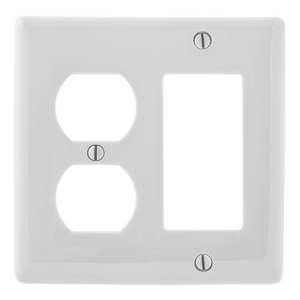 Wallplates and Box Covers, Wallplate, Nylon, 2-Gang, 1) Duplex 1) Decorator, White
