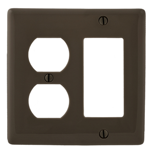 Wallplates and Box Covers, Wallplate, Nylon, 2-Gang, 1) Duplex 1) Decorator, Brown