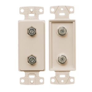 Decorator Plate Frame with 2) Coax F- Connectors, Light Almond