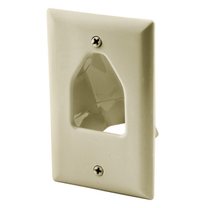 Plates, 1-Gang, Recessed, Cable PassThrough, Ivory