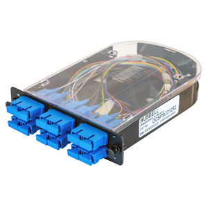 Fiber Splice Cassette, 12 Fibers, Blue SC Duplex Adapters, Zirconia Ceramic, OS2 SM