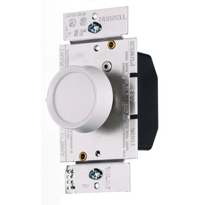 Switches and Lighting Controls, Dimmer, Rotary, Single Pole, 600W 120V AC, Ivory or White