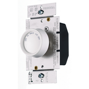 Switches and Lighting Control, Residential Grade, Motor Speed Control, Pre-Set Rotary Type, Single Pole, 15A 120V AC, Ivory/White