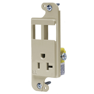 J-Load Media Outlet, 20A 125V Tamper Resistant Receptacle, 2-Port, Decorator Frame, Ivory