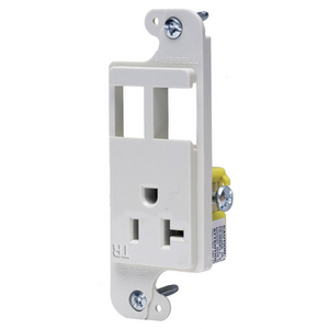 J-Load Media Outlet, 20A 125V Tamper Resistant Receptacle, 2-Port, Decorator Frame, White