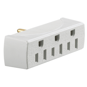 Adapters, Residential Grade, Single to 3 Outlet, 15A 125V 2-Pole 3-Wire Grounding, Ivory