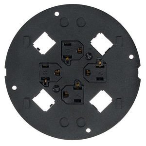 SystemOne, Sub-Plate, (4) 20A, 125V Receptacles, (4) Panduit Mini Com Openings, Black