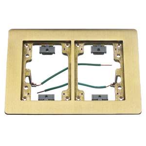 2-Gang Flat Flange with Grounding Wire, Rectangular, 6.00" X 4.85", Brushed Brass