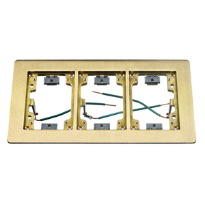 3-Gang Flat Flange with Grounding Wire, Rectangular, 6.00" X 11.43", Brushed Brass