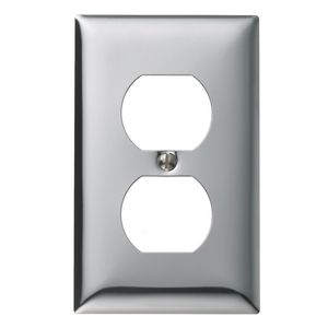 Wallplates and Boxes, Metallic Plates, 1- Gang, 1) Duplex Opening, Standard Size, Chrome Plated Steel