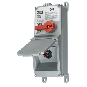 Industrial Grade, Lever Actuated, Switched Twist-Lock Enclosure With pre-wired HBL2730 Receptacle, 30A Twist-Lock®, 3 Phase 480 V AC, NEMA L16-30R.