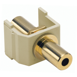 Gold Stereo Jack, Snap-Fit, Keystone, 3.5 MM Stereo Jack, Female to Female, Electric Ivory