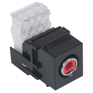 Snap-Fit, RCA Connector, 110 Block, Red Insulator, Black