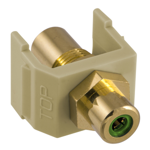 INFINe Connector, Audio/Video Connector, RCA Gold Pass-thru, F/F Coupler, Electric Ivory/Green